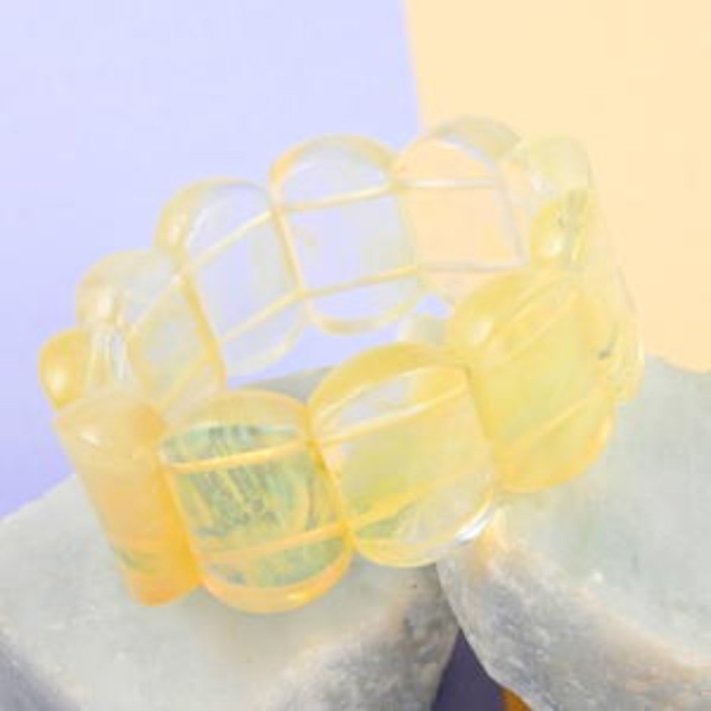 Pineapple Quartz Section Stretch Bracelet 330.00 ctw  one size  3 inch diameter